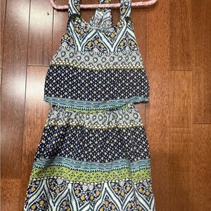 Matilda Jane Blue and Green Patterned Kids One Piece